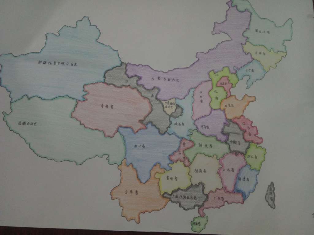 初二学生绘制的中国政区地图展示